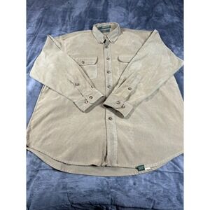 Orvis Mens‎ L Button Up Shirt Long Sleeve Fishing Outdoor green  Nylon Blend